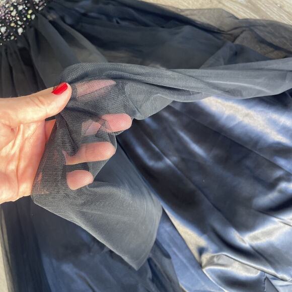 Blondie Niles Sz 9 Corset Gem Mesh Black Maxi Dress Event Sleeveless Romantic - Picture 6 of 16